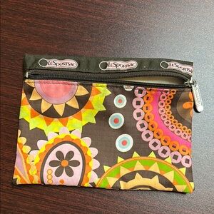 LeSportsac Pink and Orange Cosmetic Bags Vibrant Retro Patterns